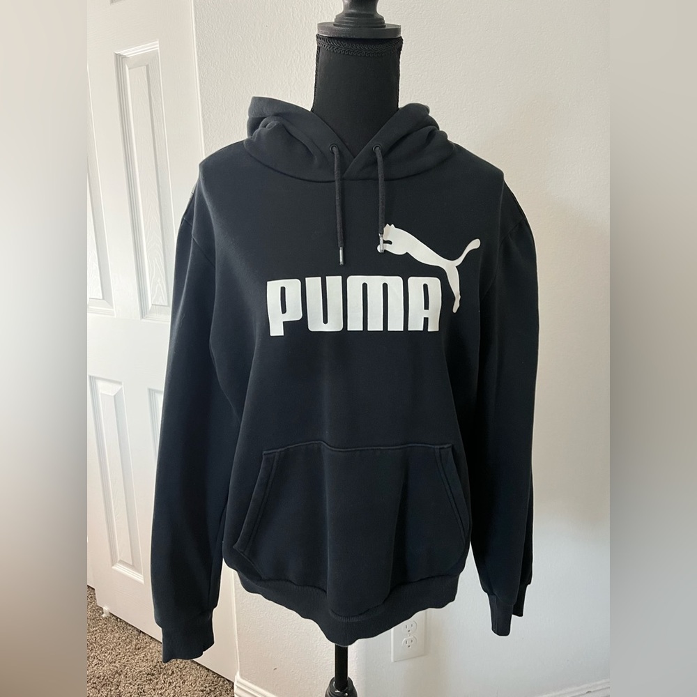 Puma Women Black Hoodie with White Logo